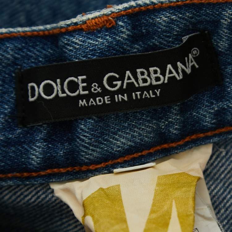 Pre Owned Dolce & Gabbana Blue Washed Denim Regular Fit Jeans XXXL