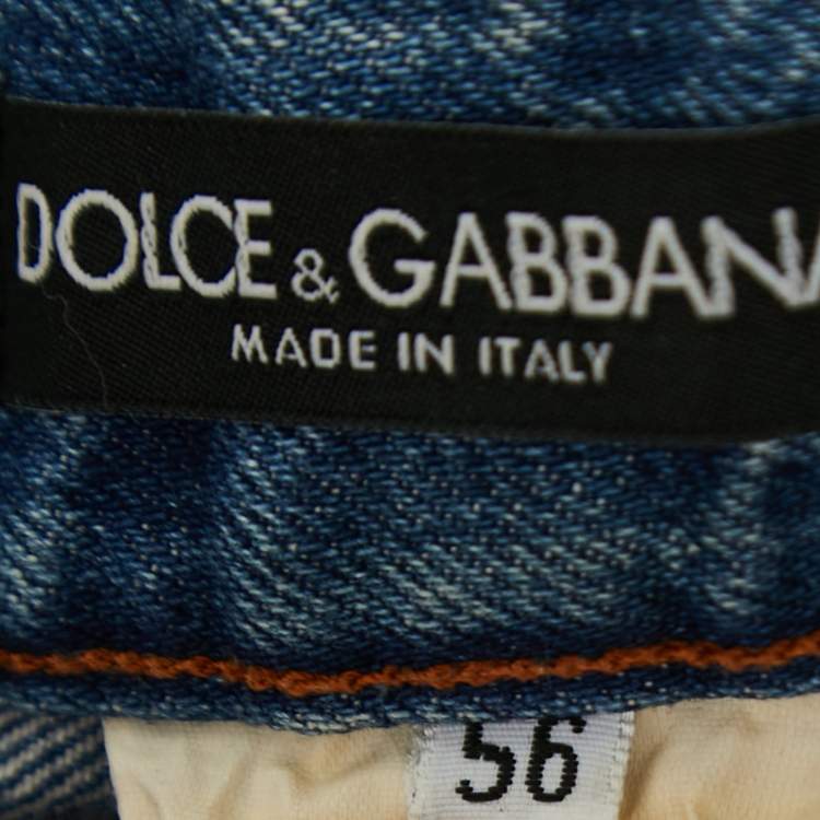 Pre Owned Dolce & Gabbana Blue Washed Denim Regular Fit Jeans XXXL
