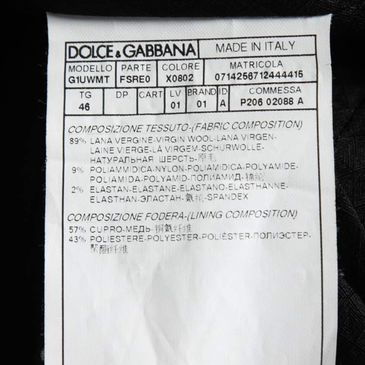 Pre Owned Dolce and Gabbana Black Skull Printed Wool 3 Piece SuiT