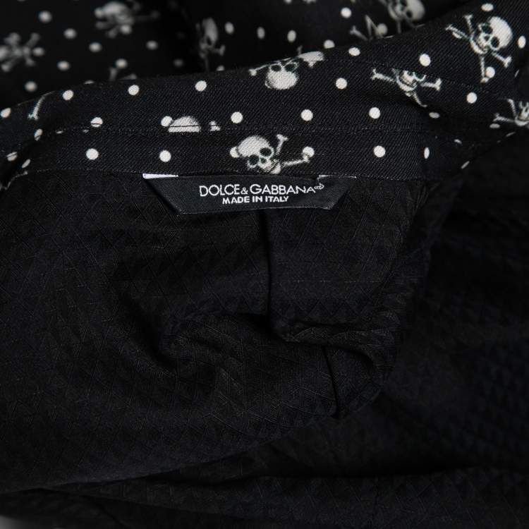 Pre Owned Dolce and Gabbana Black Skull Printed Wool 3 Piece SuiT