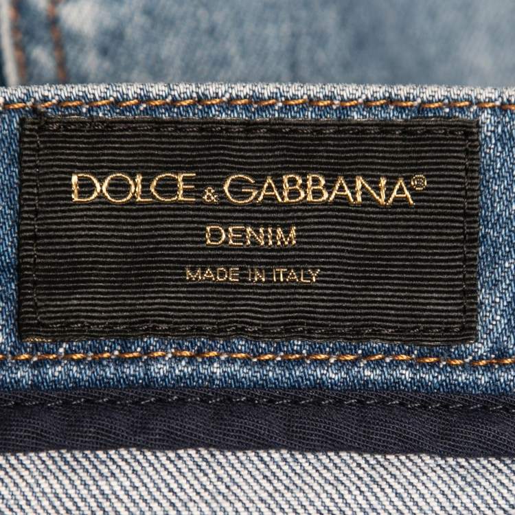 Pre Owned Dolce & Gabbana Blue Washed Denim Shorts L Waist 34"