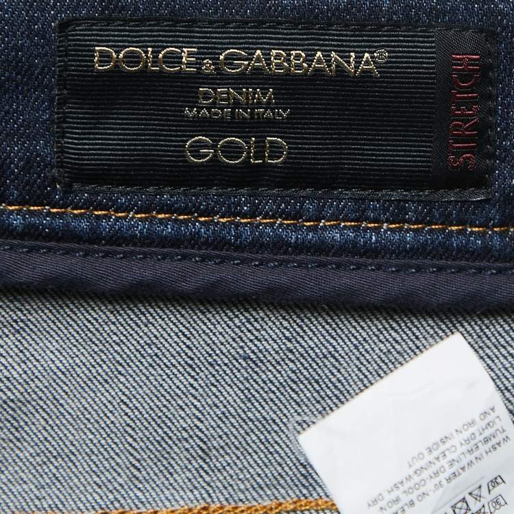 Pre Owned Dolce & Gabbana Dark Blue Denim Stretch Fit Jeans L Waist 34"