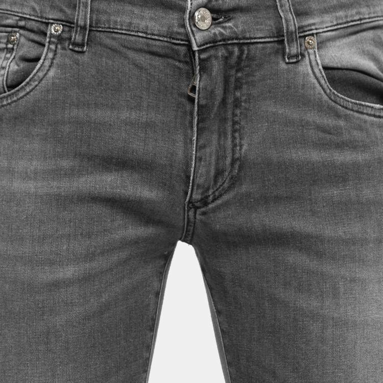 Pre Owned Dolce & Gabbana Grey Distressed Denim Gold Stretch Jeans M Waist 34"