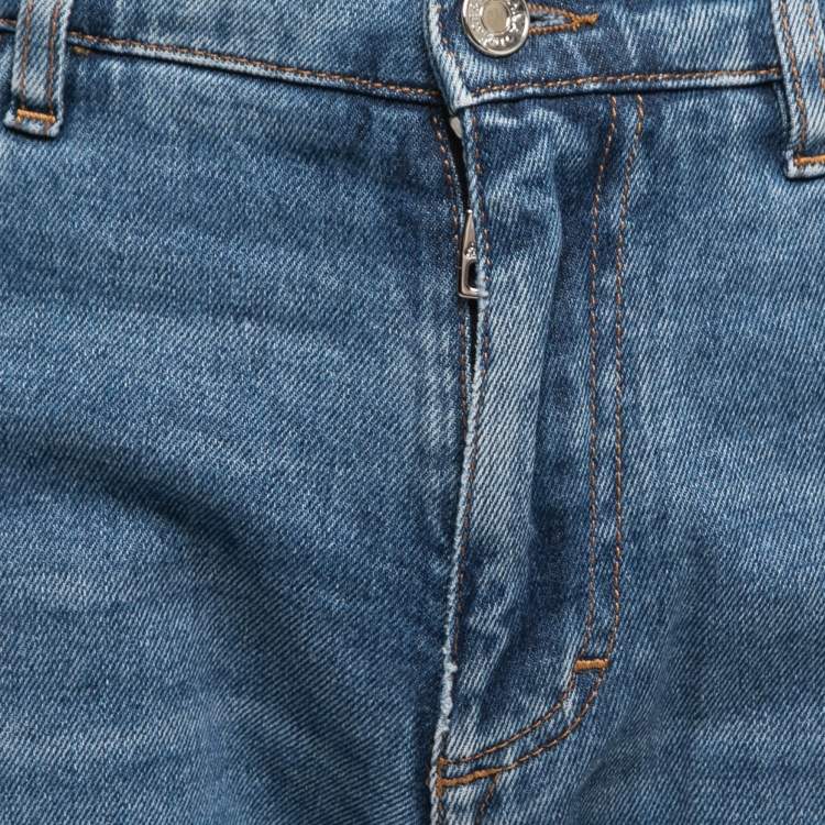Pre Owned Dolce & Gabbana Blue Washed Distressed Denim Shorts M