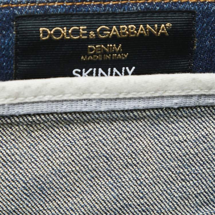 Pre Owned Dolce & Gabbana Blue Denim Skinny Jeans L Waist 34"
