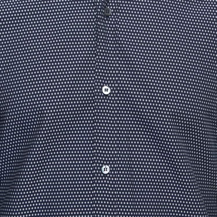 Pre Owned Dolce & Gabbana Navy Blue Printed Cotton Full Sleeve Shirt M