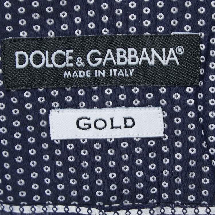 Pre Owned Dolce & Gabbana Navy Blue Printed Cotton Full Sleeve Shirt M