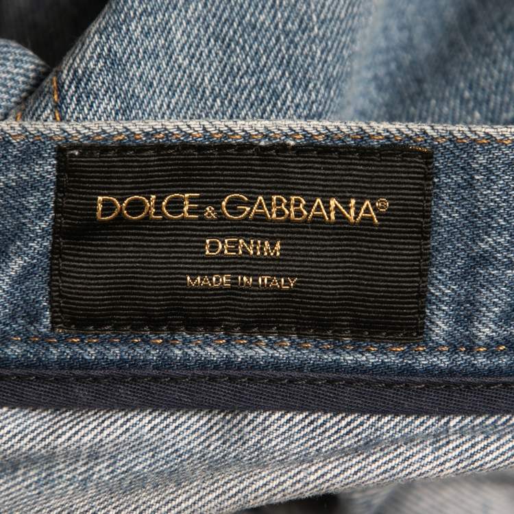 مملوكة مسبقًا Dolce & Gabbana Blue Distressed Denim Bermuda Shorts M