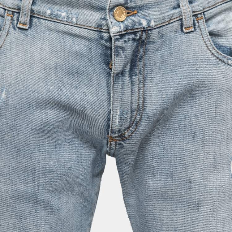 Pre Owned Dolce & Gabbana Washed Distressed Denim Skinny Jeans L Waist 34"