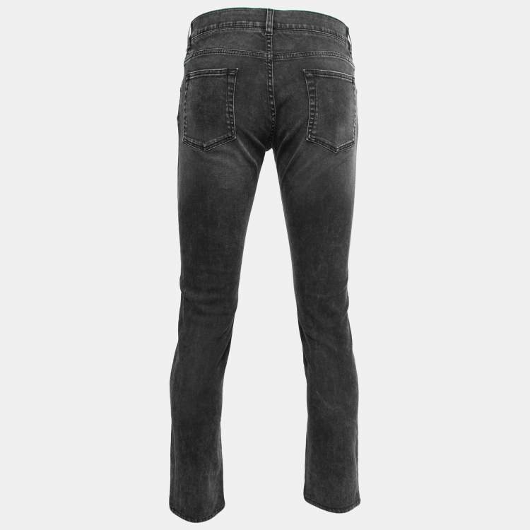 Pre Owned Dolce & Gabbana Grey Washed Denim Slim Fit Jeans M Waist 33"