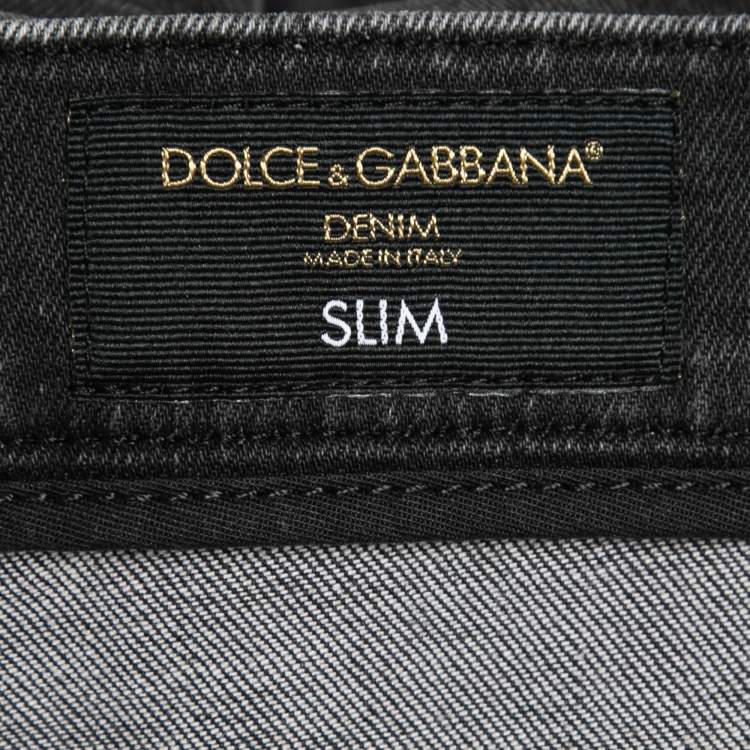 Pre Owned Dolce & Gabbana Grey Washed Denim Slim Fit Jeans M Waist 33"