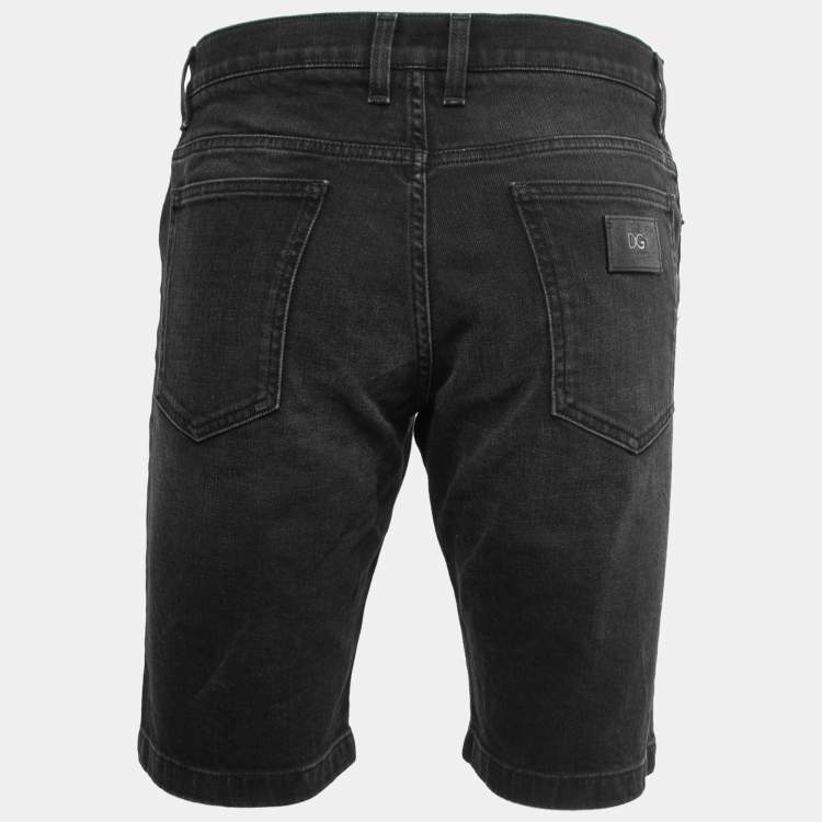 Pre Owned Dolce & Gabbana Black Washed Denim Bermuda Shorts M Waist 32"