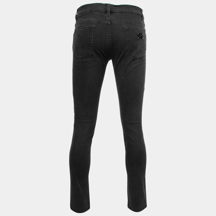 Pre Owned Dolce & Gabbana Black Washed Stretch Denim Skinny Jeans M Waist 33"