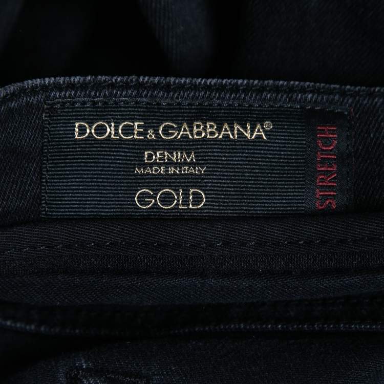 Pre Owned Dolce & Gabbana Black Washed Stretch Denim Skinny Jeans M Waist 33"