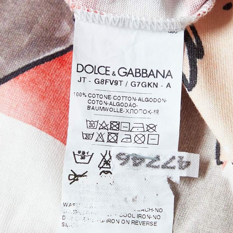 Pre Owned Dolce & Gabbana Red Striped Monkey Printed Cotton Knit T-Shirt XL