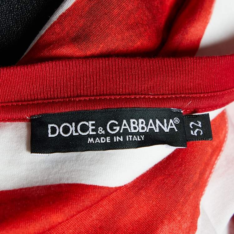 Pre Owned Dolce & Gabbana Red Striped Monkey Printed Cotton Knit T-Shirt XL