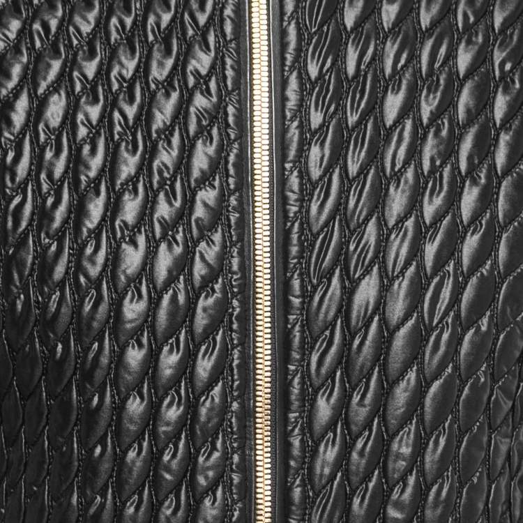 Pre Owned Dolce & Gabbana Black Quilted Nylon Zip Front Bomber Jacket L