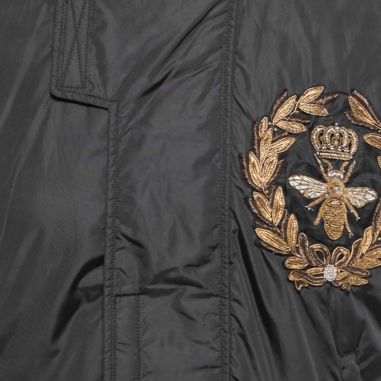 Pre Owned Dolce & Gabbana Black Embroidered Nylon Sleeveless Jacket L