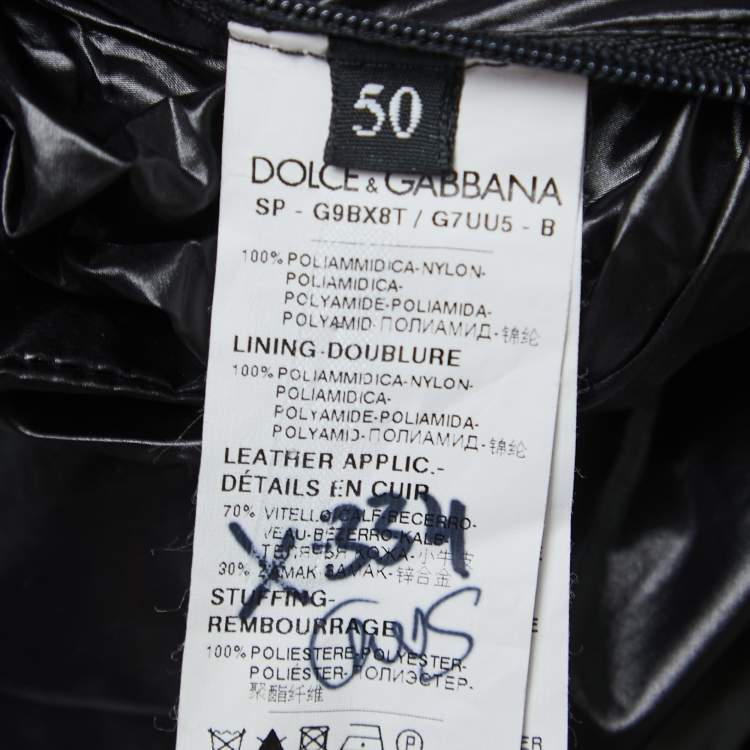 Pre Owned Dolce & Gabbana Black Quilted Nylon Bomber Jacket L
