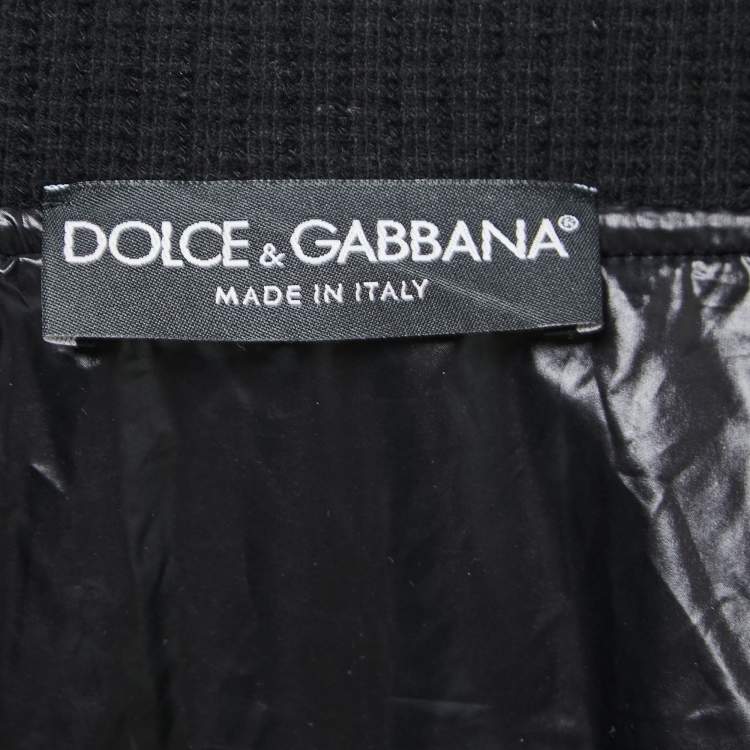 Pre Owned Dolce & Gabbana Black Quilted Nylon Bomber Jacket L