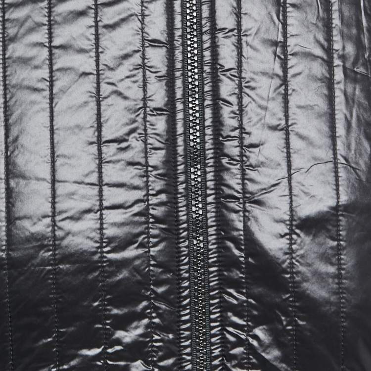 Pre Owned Dolce & Gabbana Black Quilted Nylon Bomber Jacket L