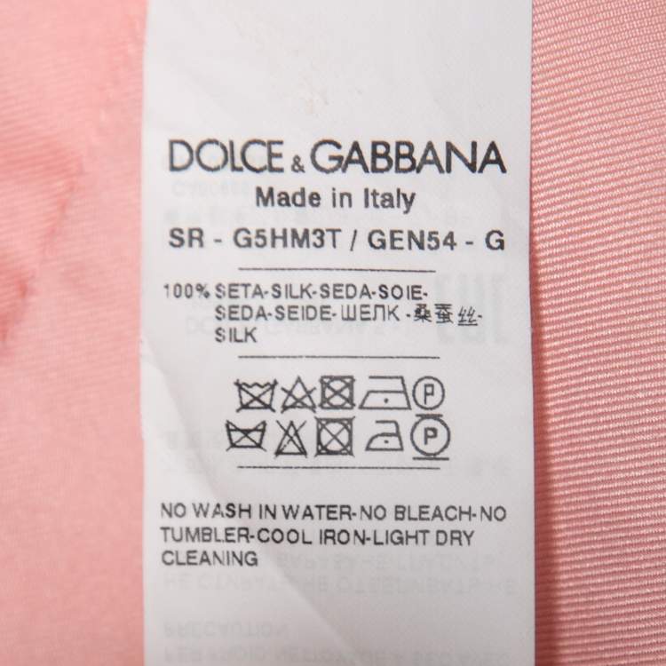 Pre Owned Dolce & Gabbana Pink Tropical Printed Silk Short Sleeve Shirt M