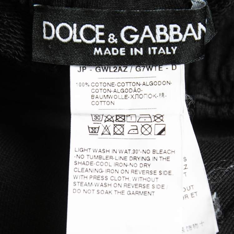 Pre Owned Dolce & Gabbana Black Cotton Knit Track Pants 4XL