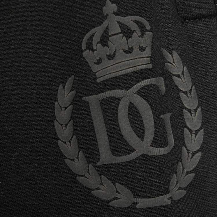 Pre Owned Dolce & Gabbana Black Cotton Knit Track Pants 4XL