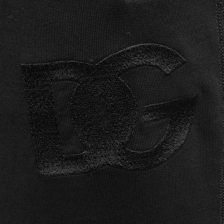 Pre Owned Dolce & Gabbana Black Cotton Knit Logo Embroidered Jogger Pants 5XL