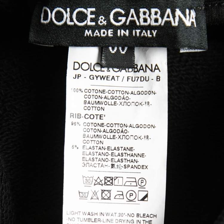 Pre Owned Dolce & Gabbana Black Cotton Knit Zip Detail Track Pants 5XL