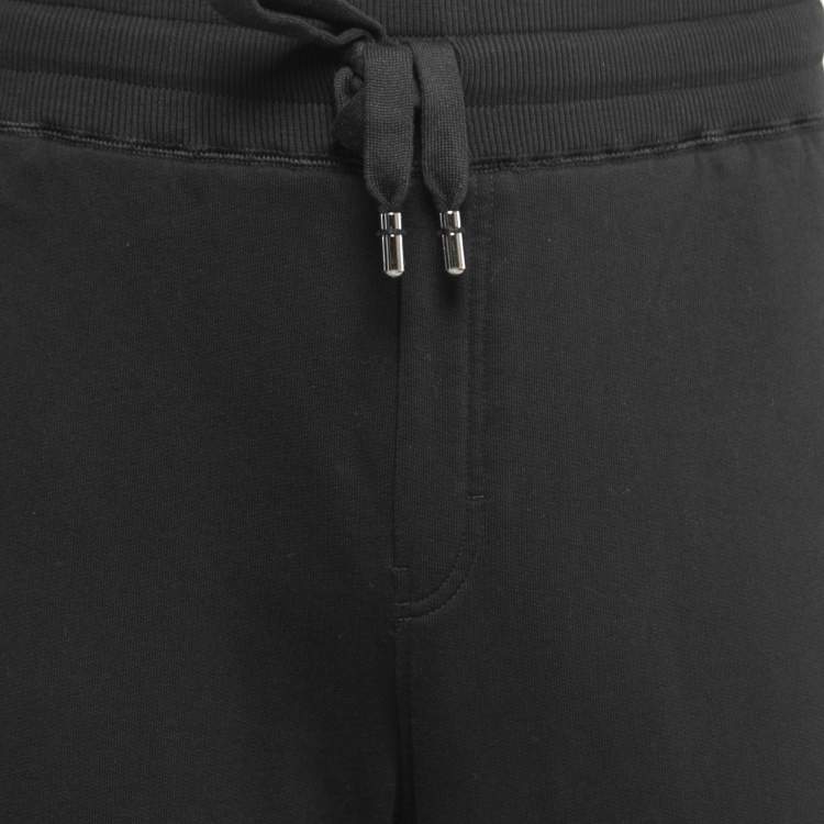 Pre Owned Dolce & Gabbana Black Cotton Knit Zip Detail Track Pants 5XL