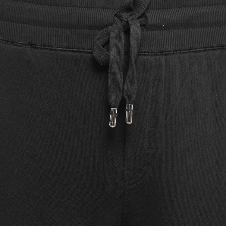 مملوكة مسبقًا Dolce & Gabbana Black Cotton Knit Zip Detail Track Pants 5XL