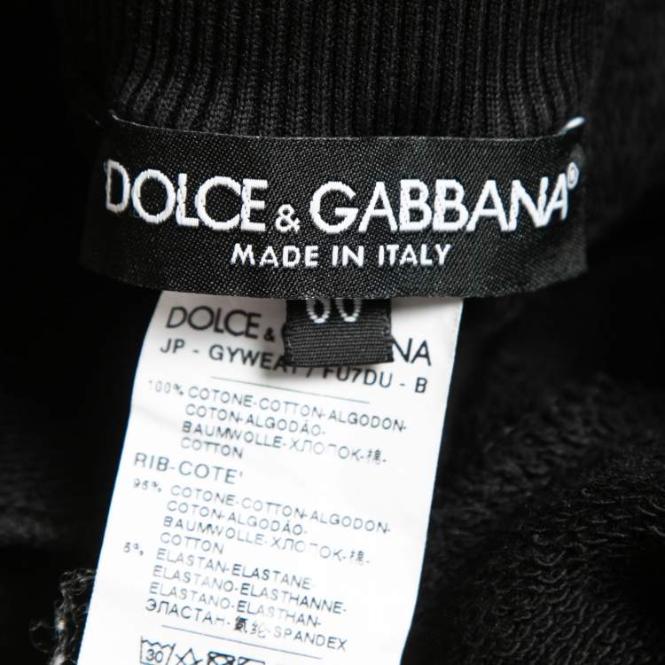 Pre Owned Dolce & Gabbana Black Cotton Knit Zip Detail Track Pants 5XL
