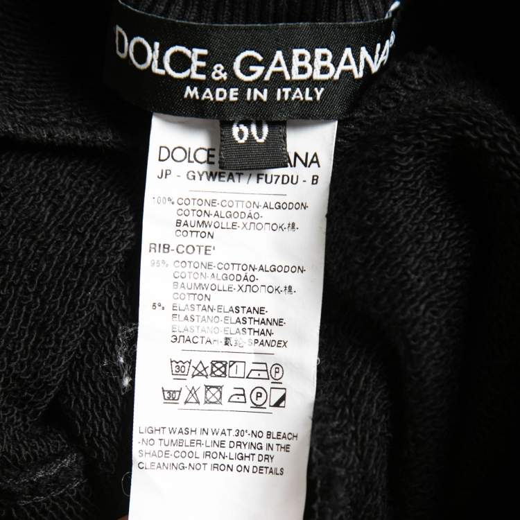 Pre Owned Dolce & Gabbana Black Cotton Knit Zip Detail Track Pants 5XL