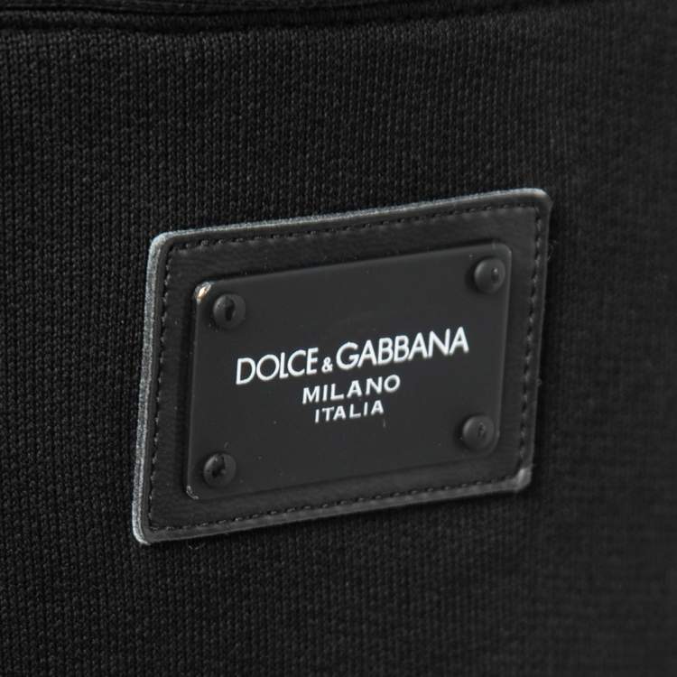 Pre Owned Dolce & Gabbana Black Cotton Knit Zip Detail Track Pants 5XL