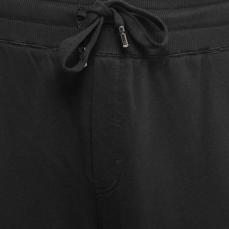Pre Owned Dolce & Gabbana Black Cotton Knit Zip Detail Track Pants 5XL