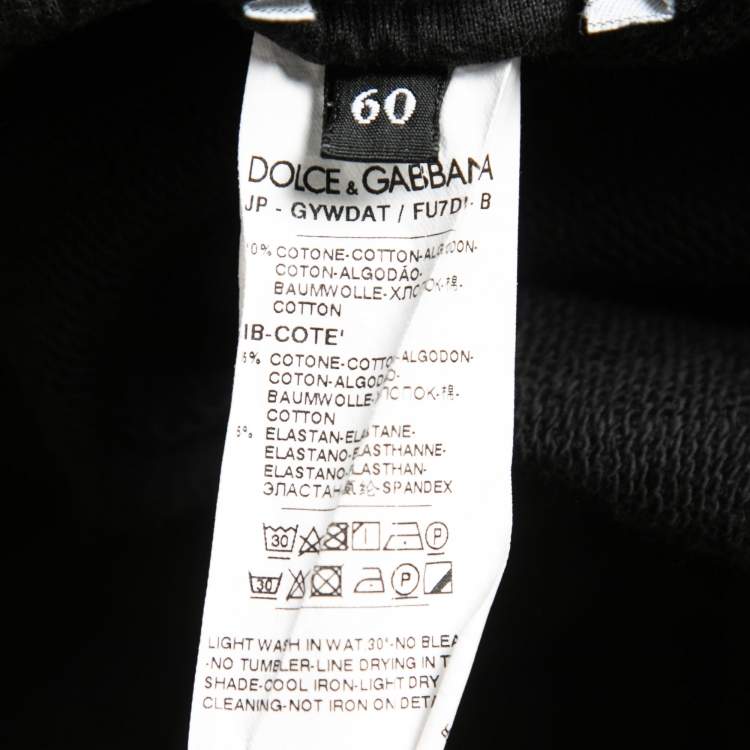 Pre Owned Dolce & Gabbana Black Cotton Knit Zip Detail Jogger Pants 5XL