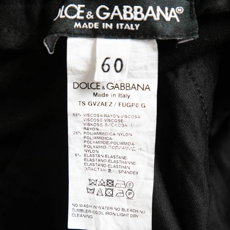 Pre Owned Dolce & Gabbana Black Knit Logo Embroidered Zip Detail Track Pants 5XL