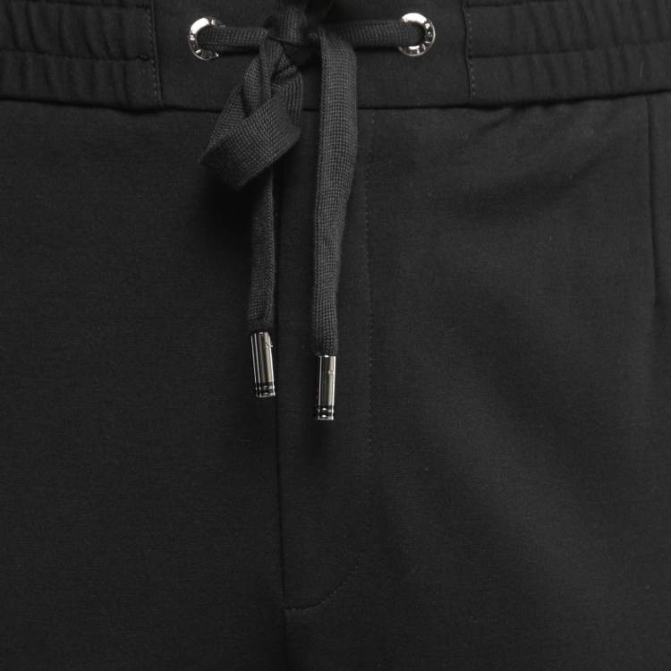Pre Owned Dolce & Gabbana Black Knit Logo Embroidered Zip Detail Track Pants 5XL