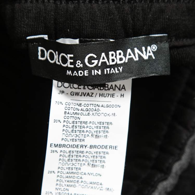 Pre Owned Dolce & Gabbana Grey Bee Embroidered Cotton Knit Zip Detail Jogger Pants 5XL