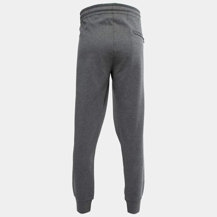 Pre Owned Dolce & Gabbana Grey Bee Embroidered Cotton Knit Zip Detail Jogger Pants 5XL