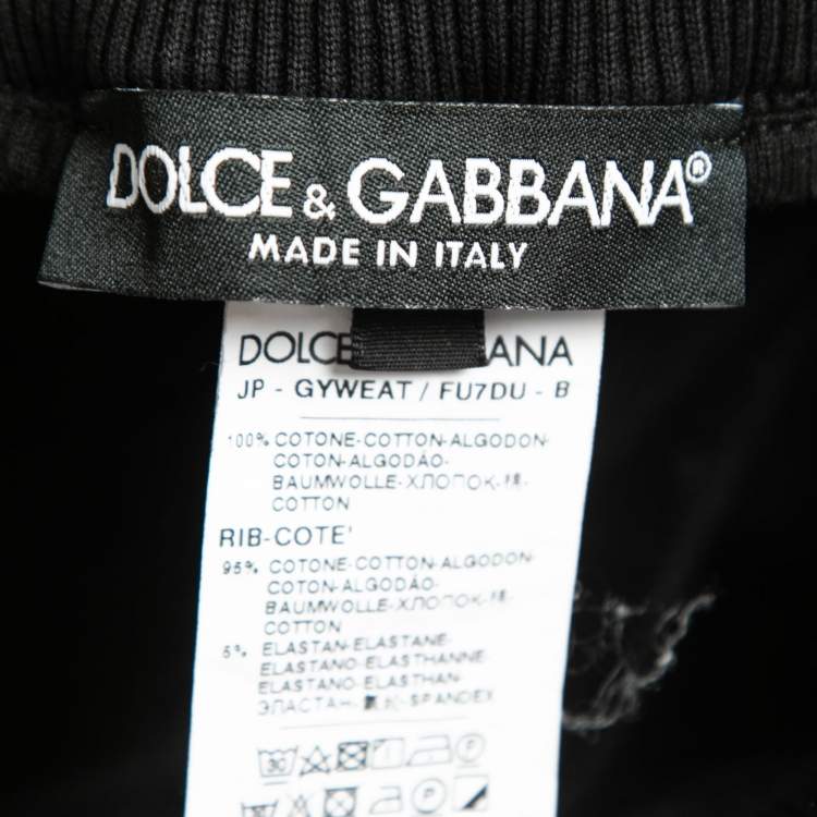 Pre Owned Dolce & Gabbana Black Cotton Knit Zip Detail Track Pants 5XL