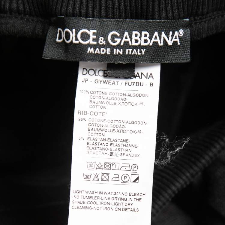 Pre Owned Dolce & Gabbana Black Cotton Knit Zip Detail Track Pants 5XL
