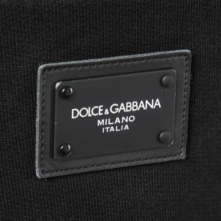 Pre Owned Dolce & Gabbana Black Cotton Knit Zip Detail Track Pants 5XL