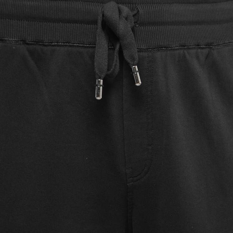 Pre Owned Dolce & Gabbana Black Cotton Knit Zip Detail Track Pants 5XL