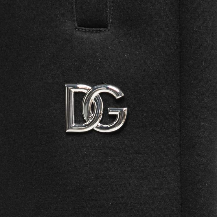 Pre Owned Dolce & Gabbana Black Knit Logo Detail Jogger Pants 5XL