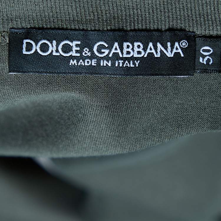 Pre Owned Dolce & Gabbana Olive Green Rocky Balboa Printed Cotton Knit T-Shirt L
