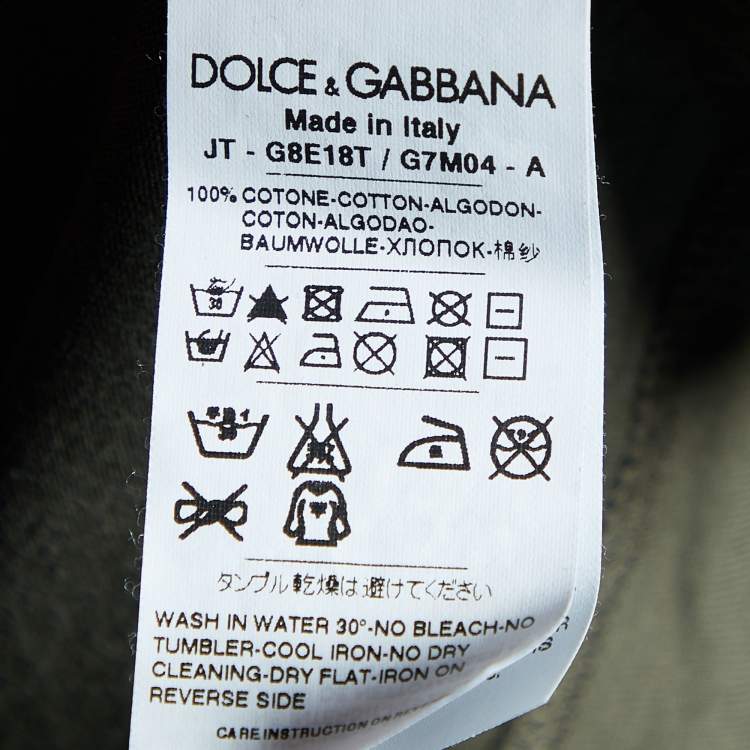 Pre Owned Dolce & Gabbana Olive Green Rocky Balboa Printed Cotton Knit T-Shirt L