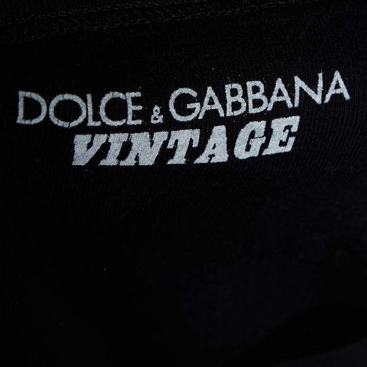 Pre Owned Dolce & Gabbana Vintage Black Playboy Printed Crewneck T-Shirt L