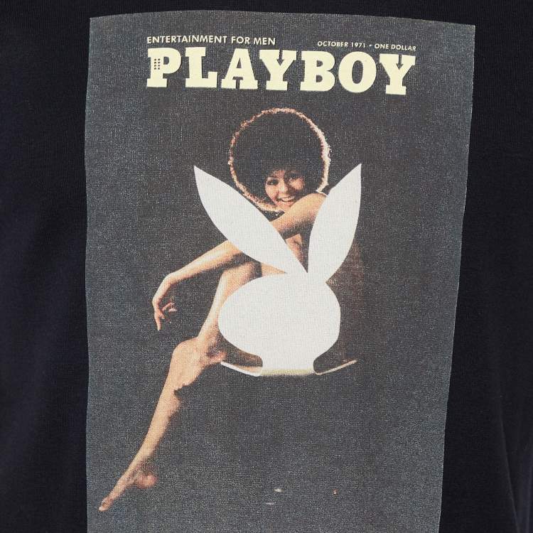 Pre Owned Dolce & Gabbana Vintage Black Playboy Printed Crewneck T-Shirt L